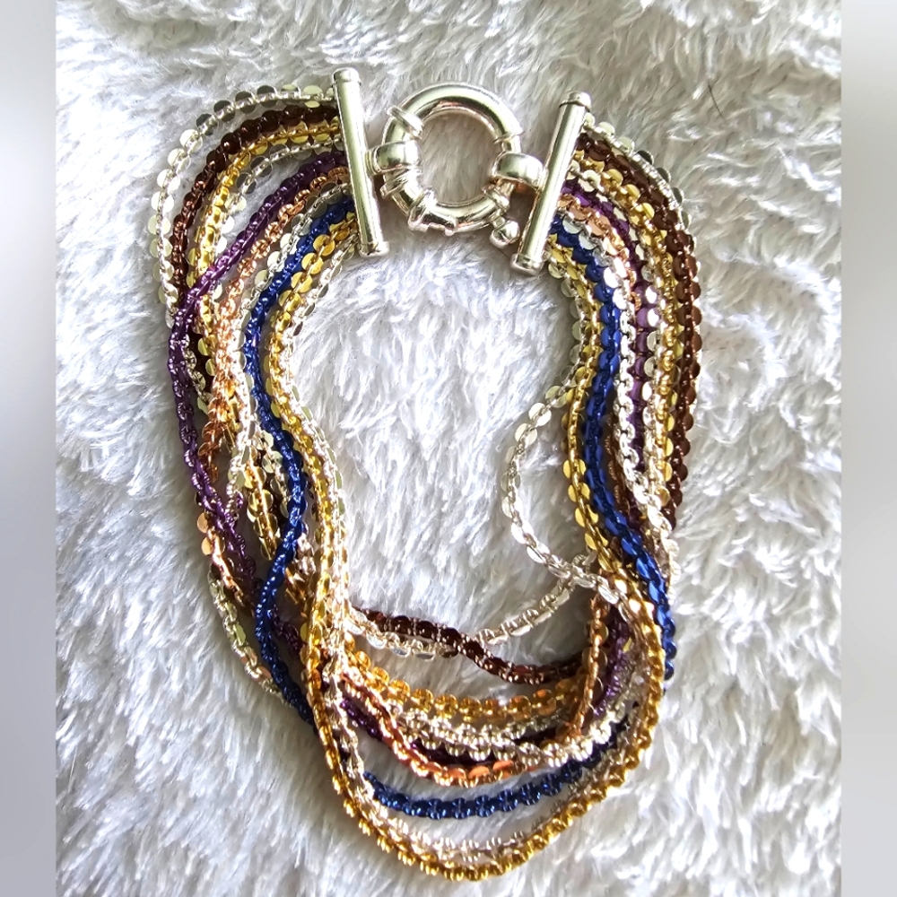 Sterling Silver Milor Colorful Multi Strand Braclet